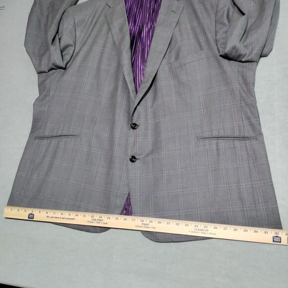 Holland & Sherry Savile Row Gray Purple Plaid Men’s 58S Blazer Jacket Sport Coat - Picture 11 of 16
